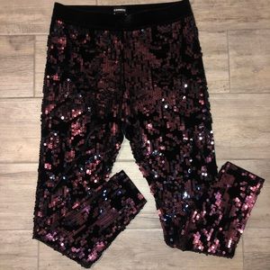 High waisted sequins & velvet leggings